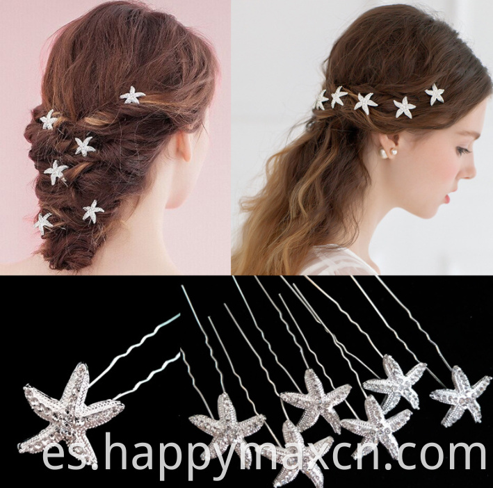 Nuevo estilo Ventas calientes Propinas simples para el cabello Joyas de estrellas Haciendo accesorios para el cabello de boda Bridal